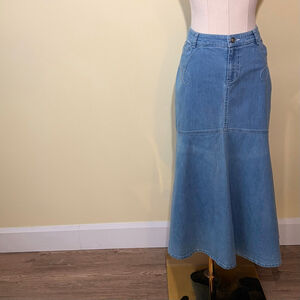 Attitude Women’s Cowboy Mermaid Blue Denim Maxi Skirt 12P